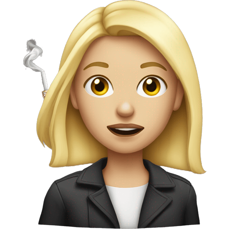 Blonde girl with cigarette in her mouth emoji