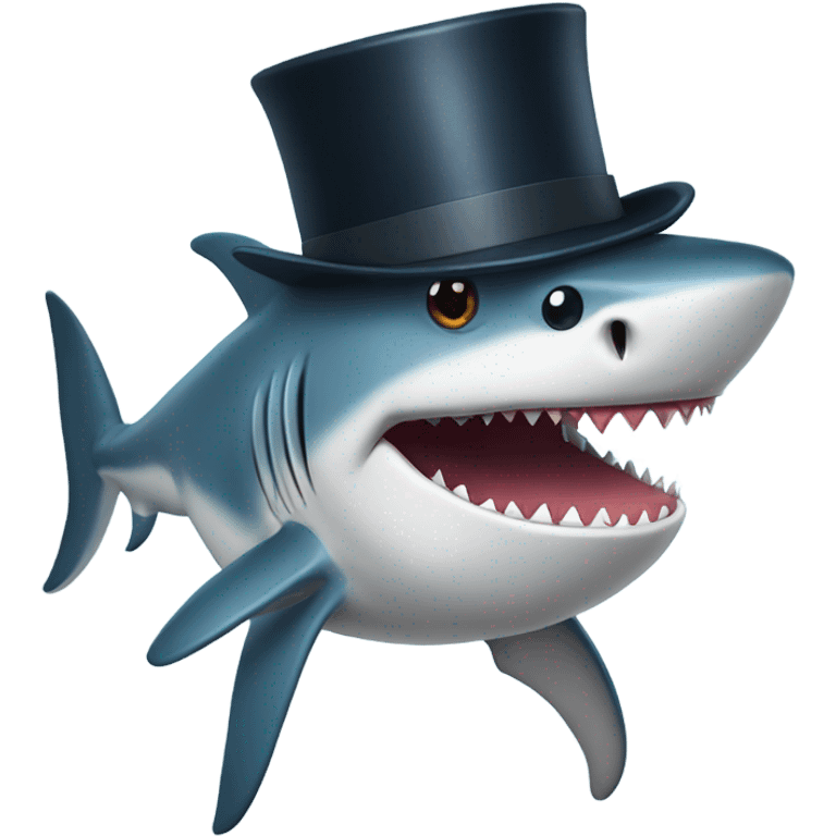 Shark with a top hat emoji