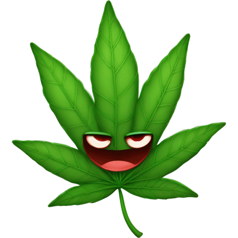 Happy weed leaf with red eyes emoji