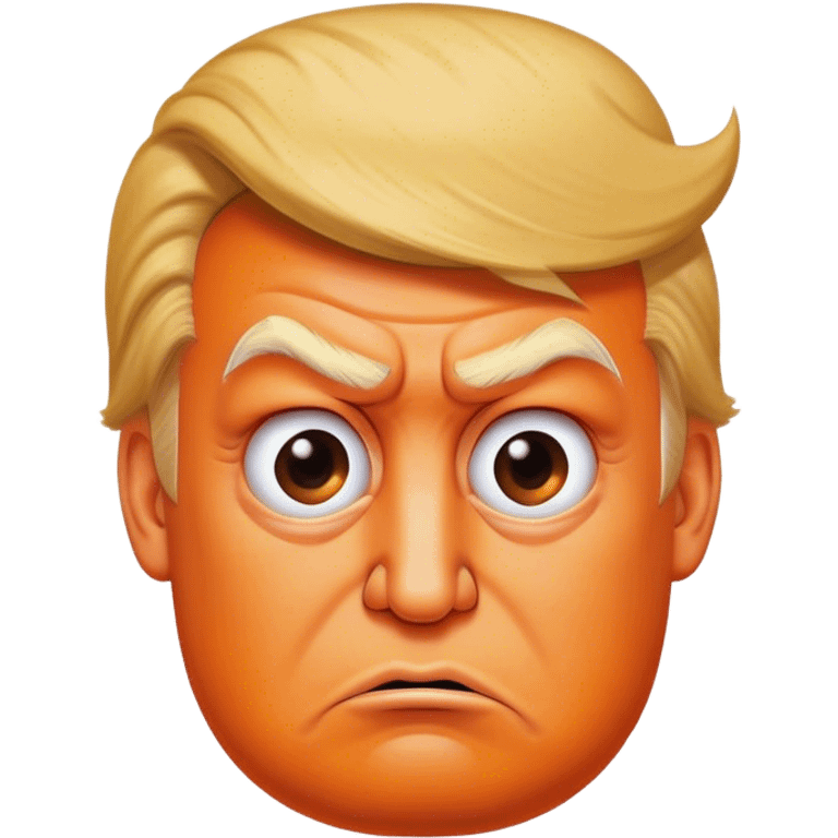 Donald Trump as a 💩orange with scowling face emoji