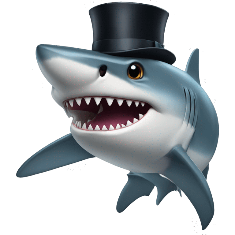 Shark with a top hat emoji