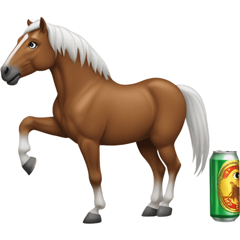 A Horse holding a beer with its leg emoji