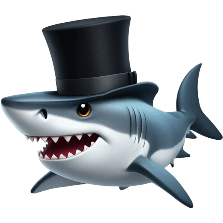 Shark with a top hat emoji