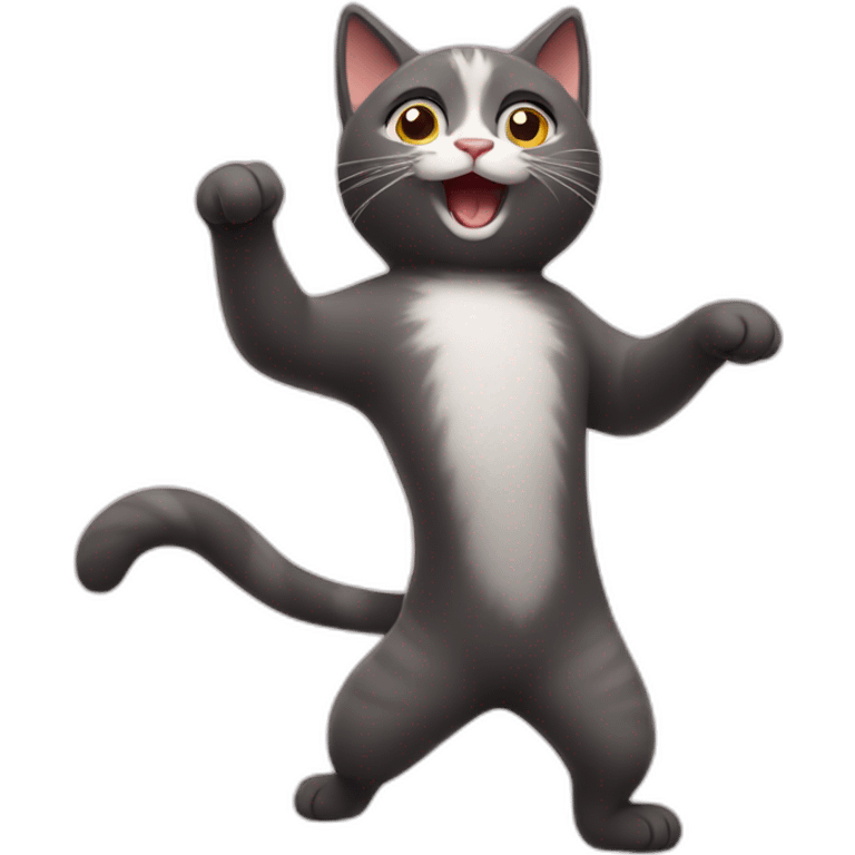 A cat dancing with a cat emoji