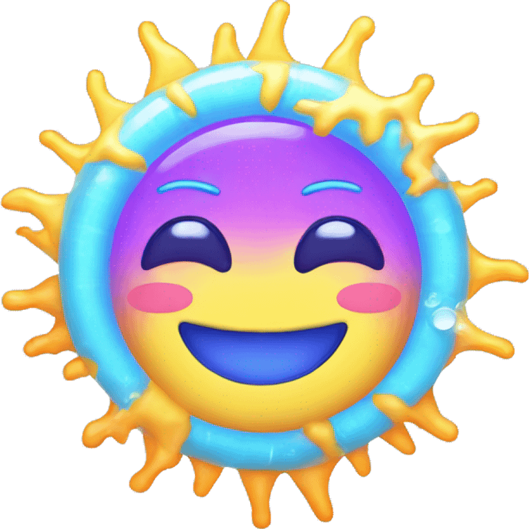 Kawaii neon ice sun  emoji