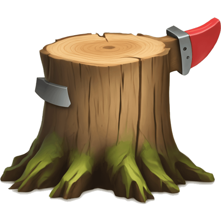 Tree stump with an axe cleaved in  it  emoji