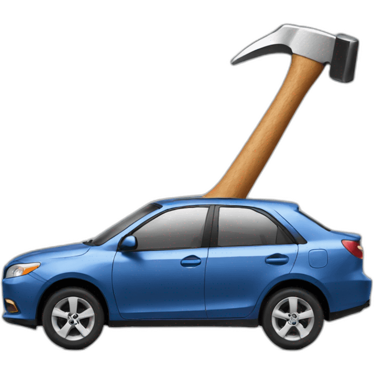 Hammer hitting a car emoji