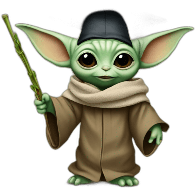 baby yoda with a mortarboard, celebreating emoji