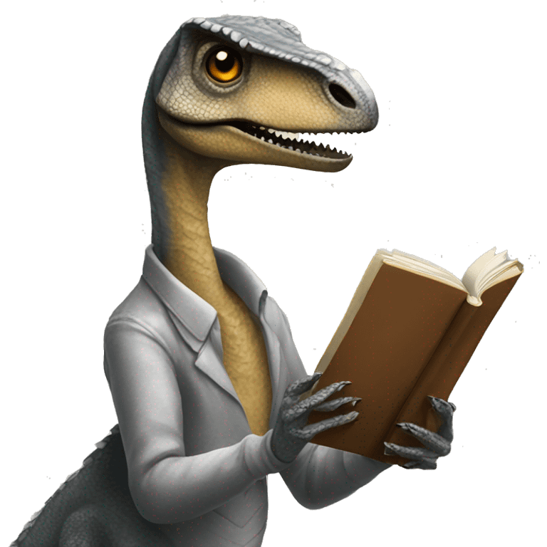 velociraptor reading a book emoji