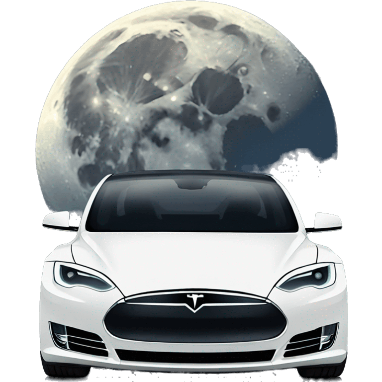 tesla under moon emoji