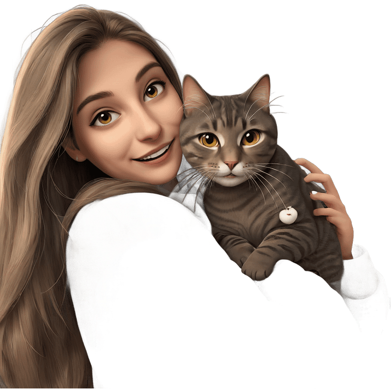 girl smiling with cat emoji