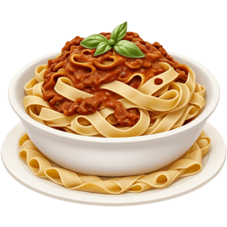 Cinematic Realistic Tagliatelle al Rag√π Dish Emoji, showcasing hand‚Äêcut pasta enveloped in a rich, slow‚Äêcooked meat sauce rendered with detailed textures and hearty, inviting lighting. emoji