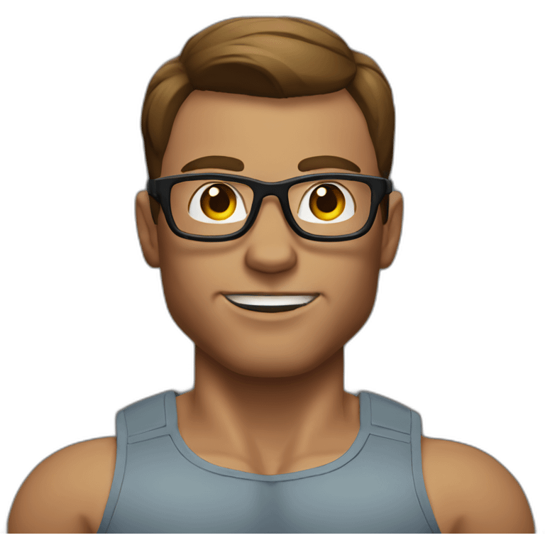 bodybuilder with brown hair and glasses without beard and clothes  emoji