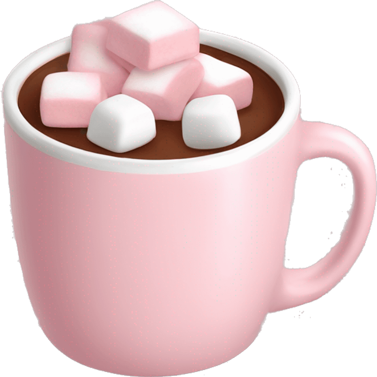 Light Pink mug of hot chocolate with marshmallows  emoji