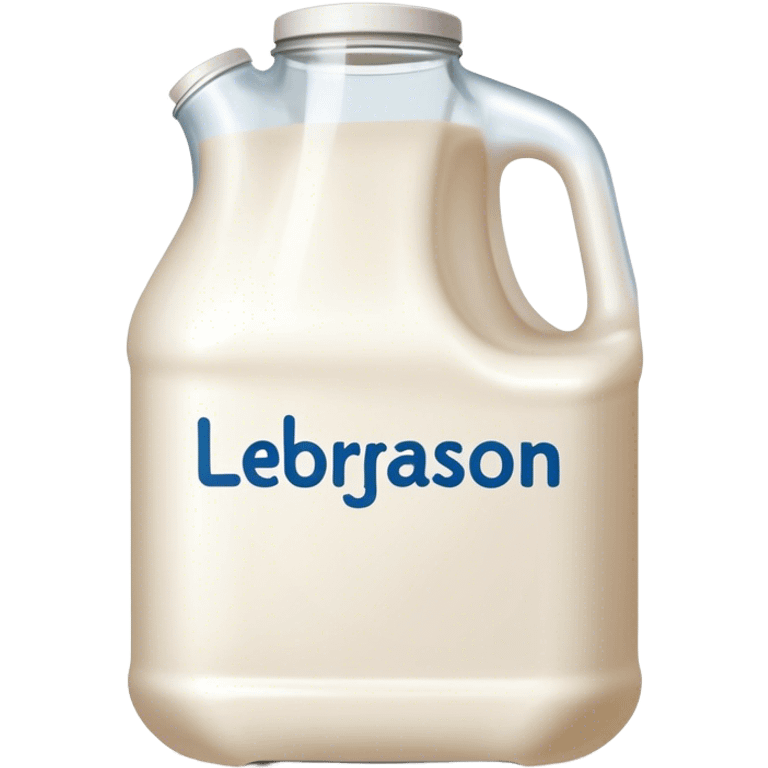 gallon of milk that says leborgson written on it emoji