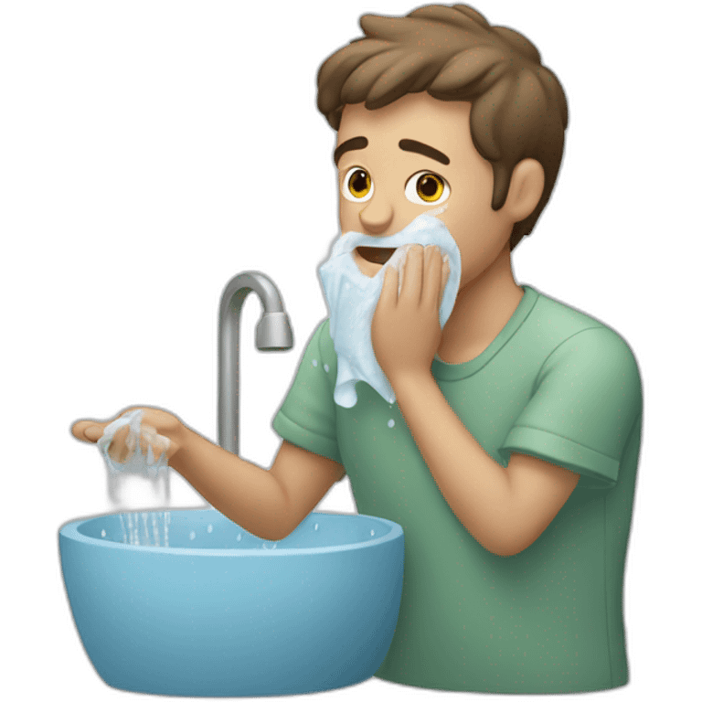 Man washing face emoji