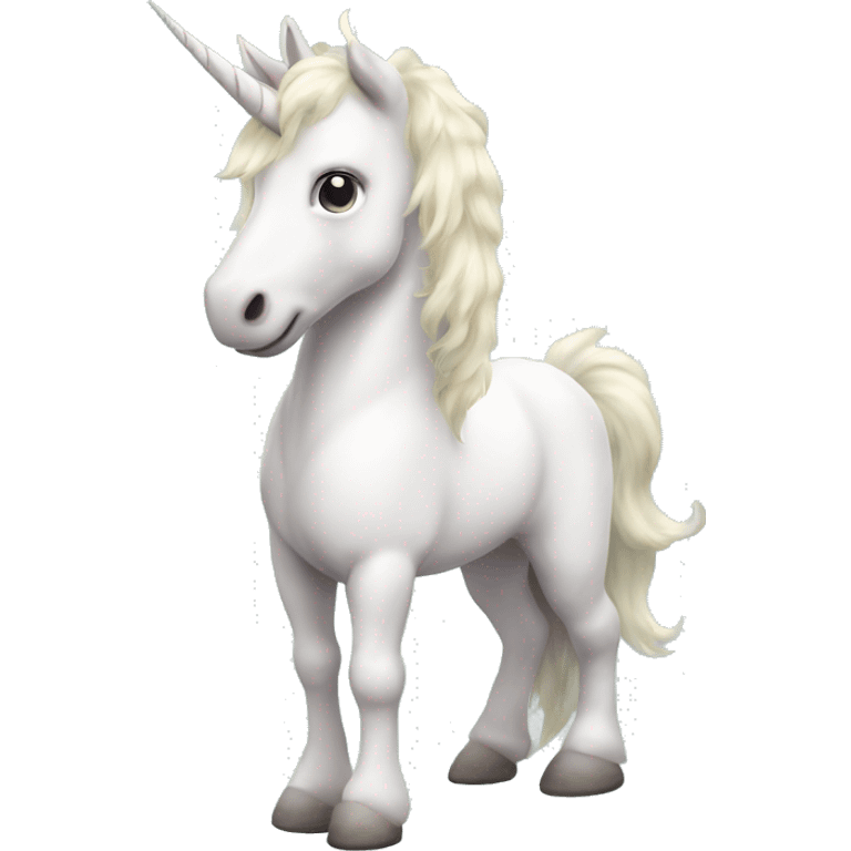 Fullbody four-legged White unicorn with pastel color mane  emoji