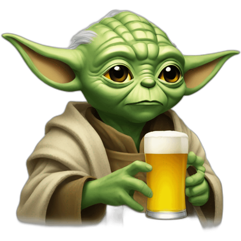 Yoda drinking a beer emoji