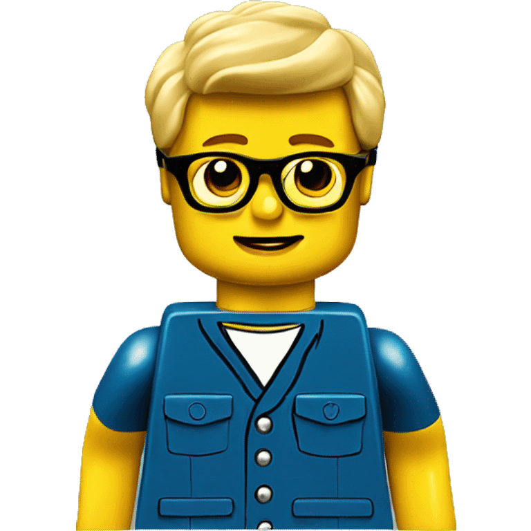 Classic yellow lego head, boy, eyeglass emoji