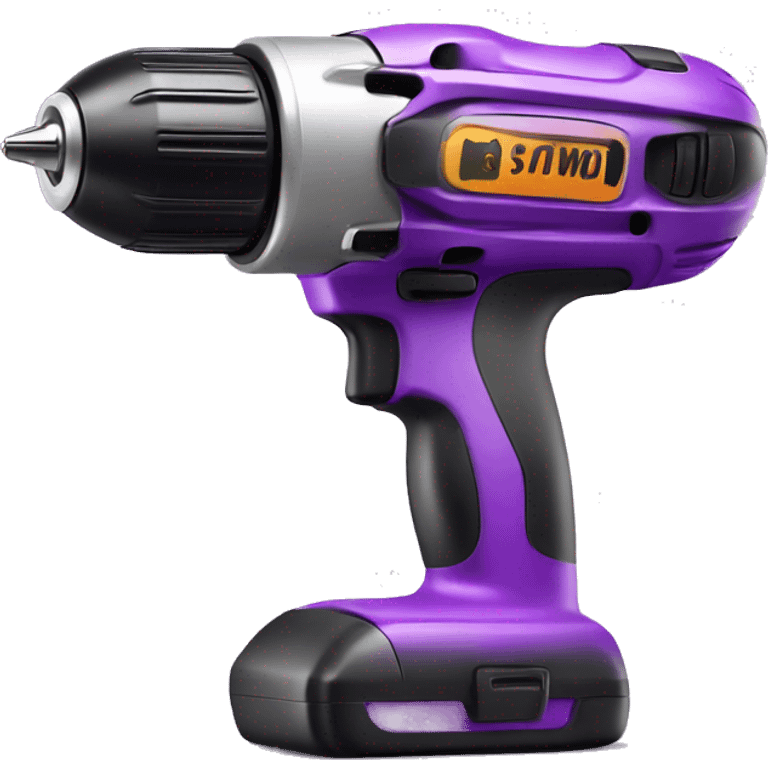 Realistic purple cordless power drill tool isolated.  emoji