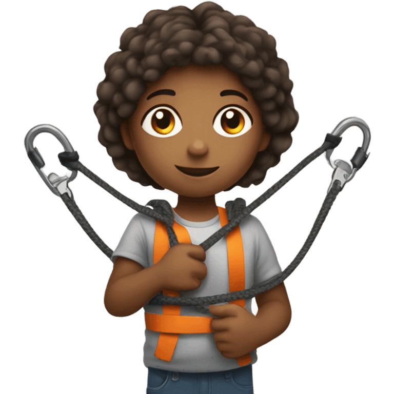 child cradling a bungee cord emoji