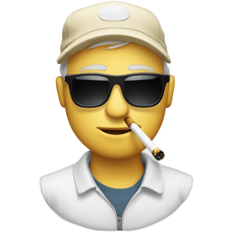 White Golfer smoking cigarette with sunglasses on emoji