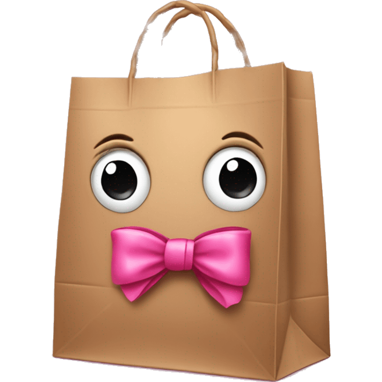 Realistic grocery bag with pink bow (without face) emoji