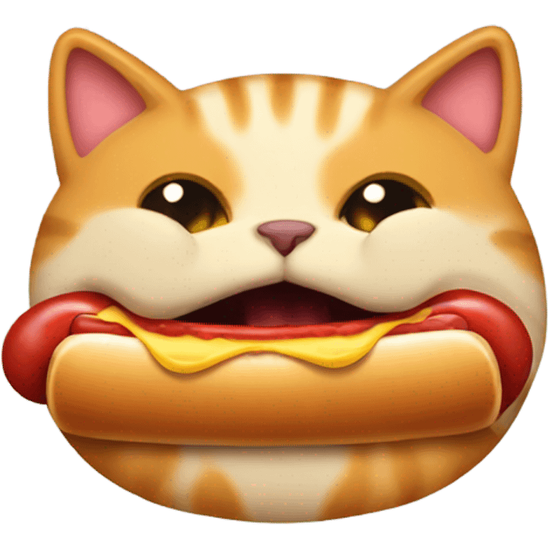 Cat eating hotdog emoji