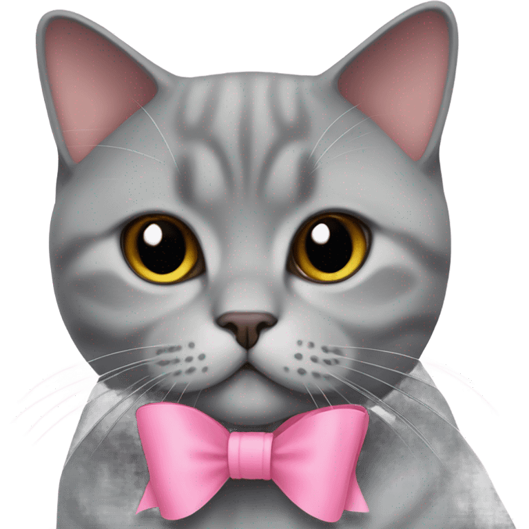 British shorthair with pink bow emoji