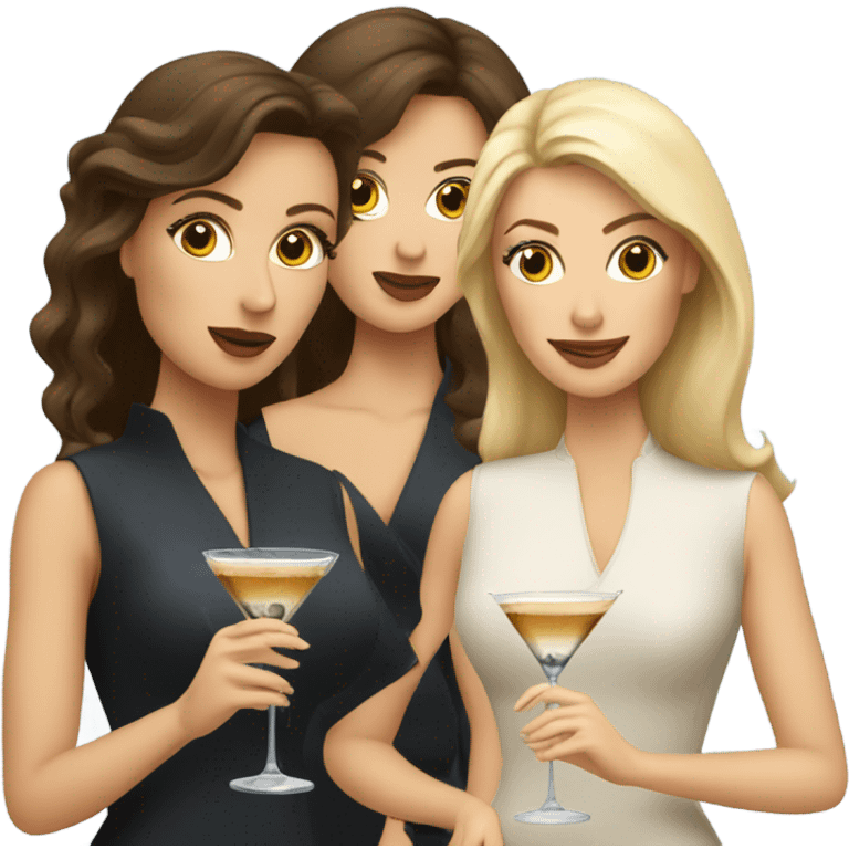 One blond woman 2 brunette women drinking martinis  emoji