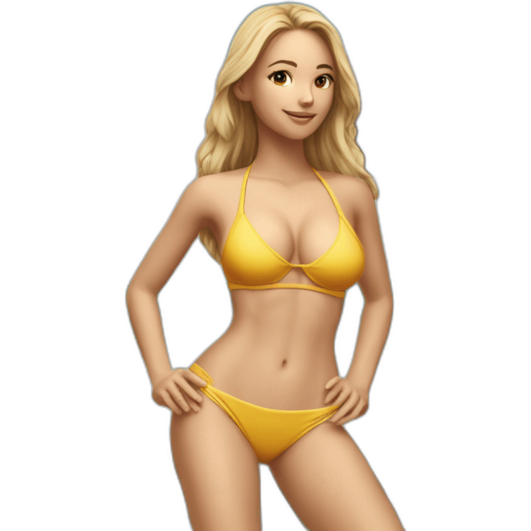 Slim-fit Caucasian woman bikini cute (beach body) bed emoji