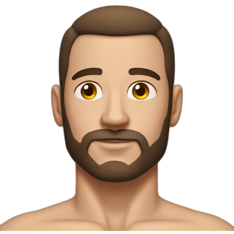 Brunette muscular male bulge bikini realistic emoji