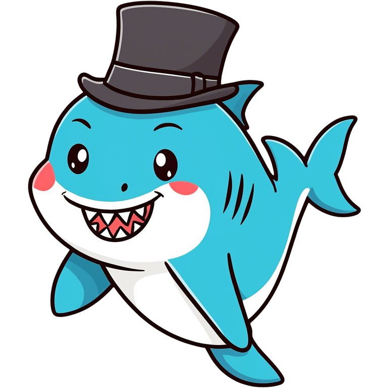 Shark with a top hat emoji