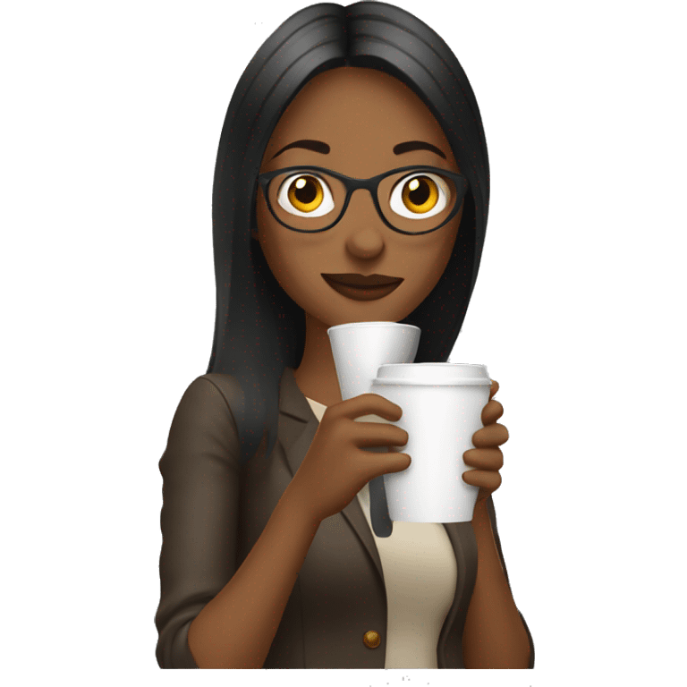 female designer drinking coffee emoji