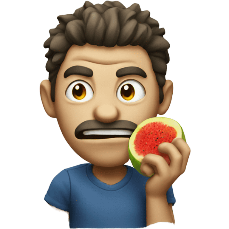 Mad guy eating fruit emoji