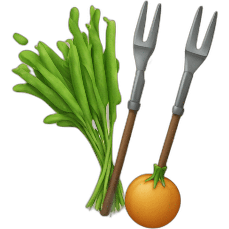 pitchfork with farmer emoji