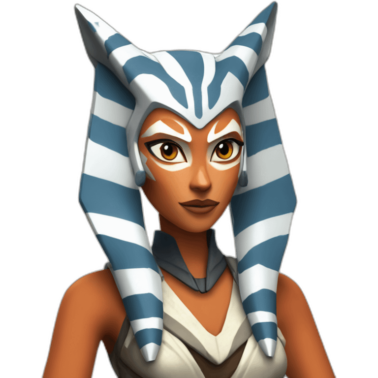 Sexy Ahsoka Tano posing (portrait, front facing, Apple iOS 17 style) (small horns) emoji