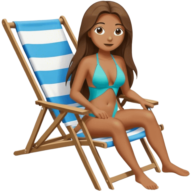 Female with long hair in beach chair  emoji