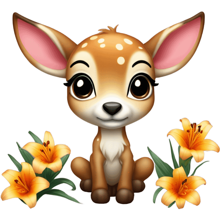 Cute bambi with lily emoji