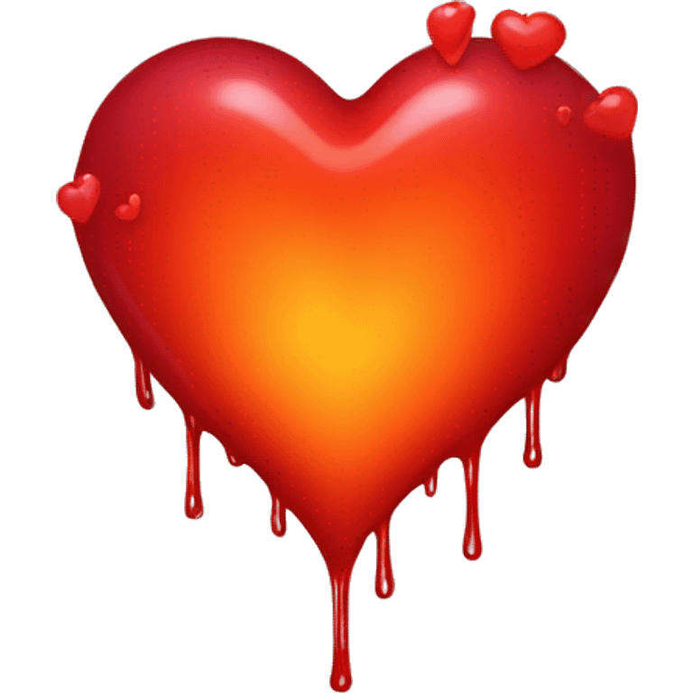 bleeding red heart shape glowing red-orange emoji