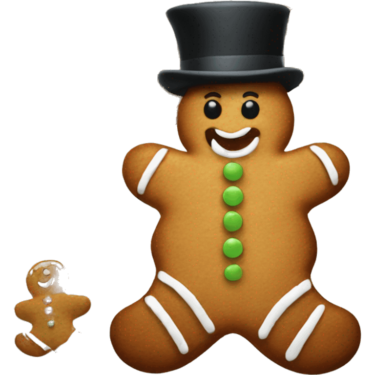 Gingerbread man with top hat on emoji