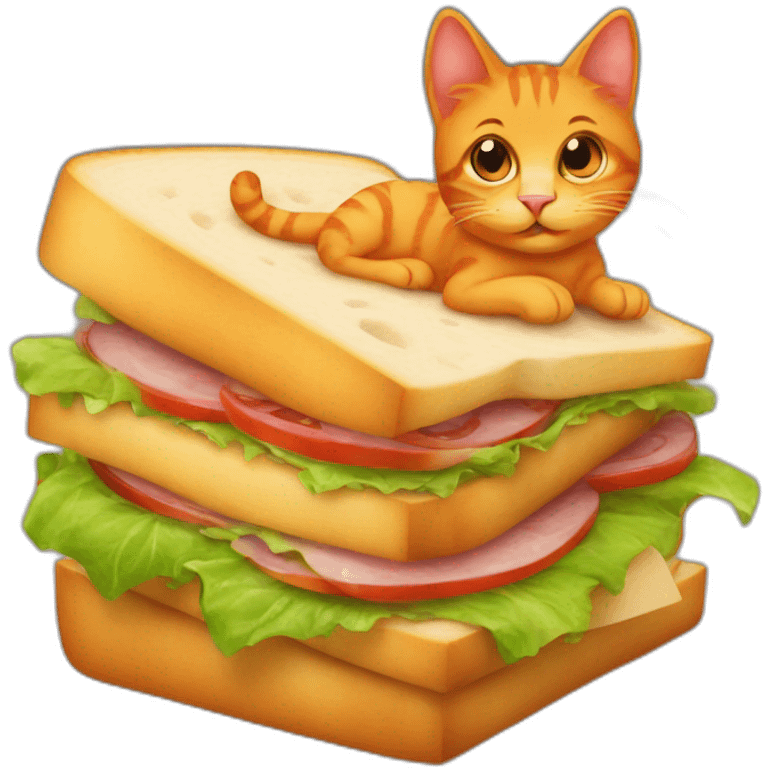 A red cat on a sandwich emoji