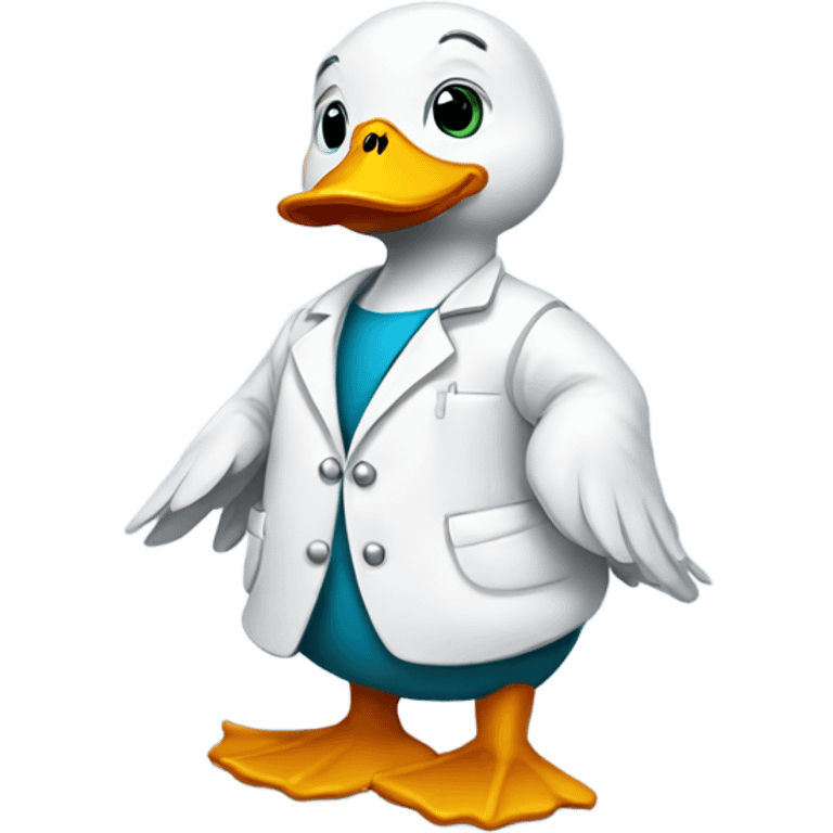 Duck wearing a labcoat emoji