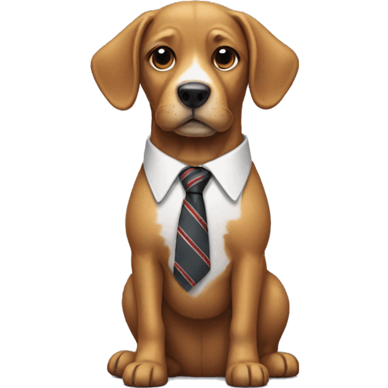 dog standing with a tie emoji