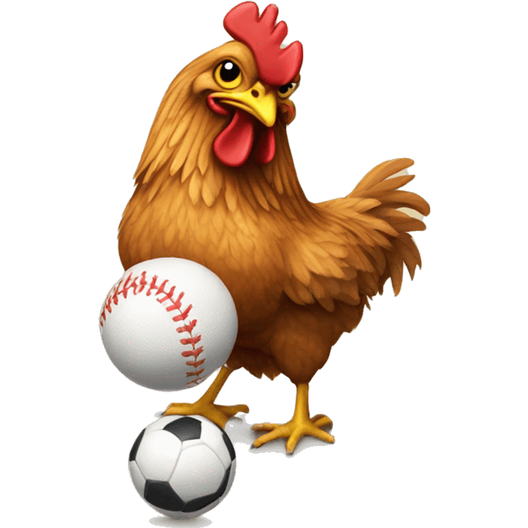 Chicken playing ball emoji