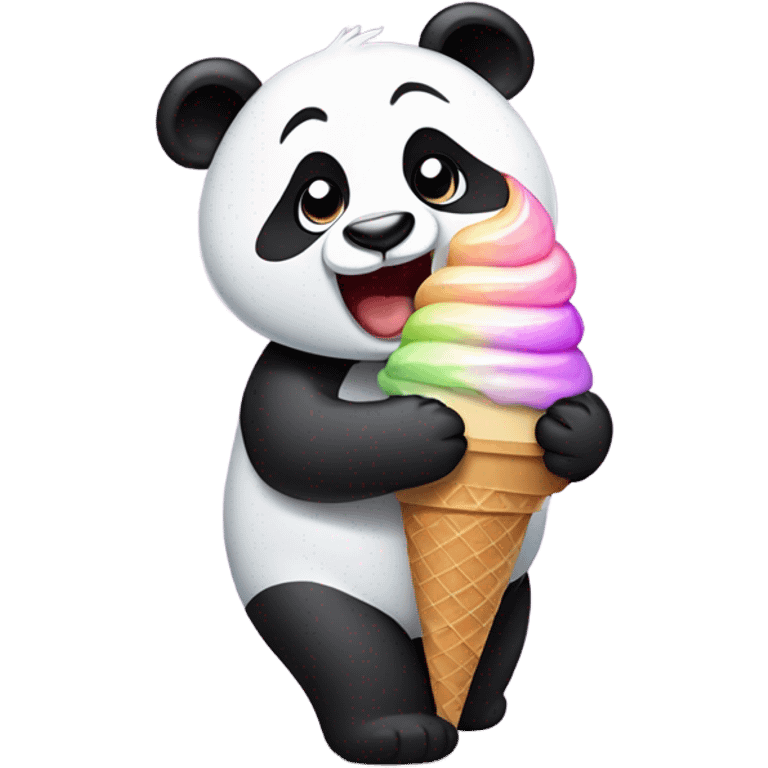 Panda eating ice cream emoji