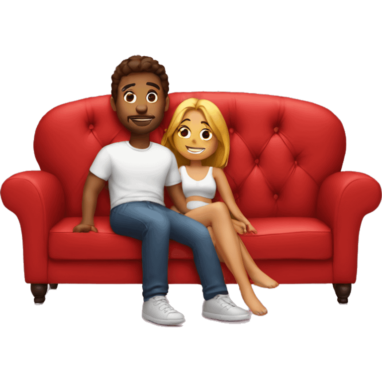 Lovers on red couch emoji