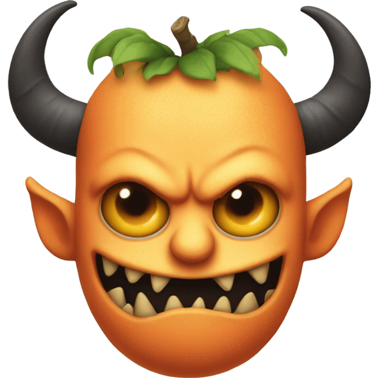 An evil apricot monster with horns. emoji