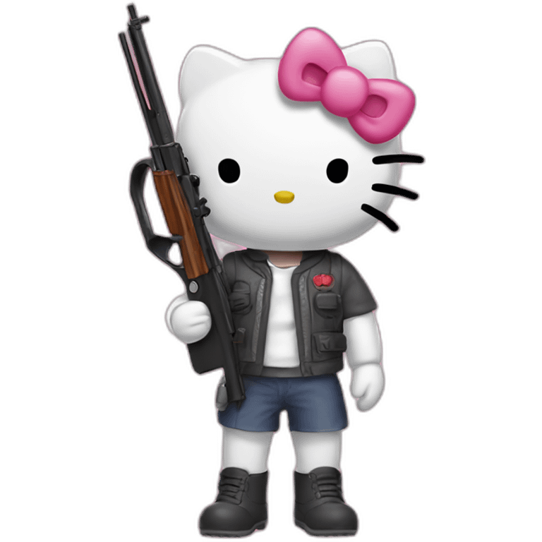 Hello kitty with a shotgun emoji