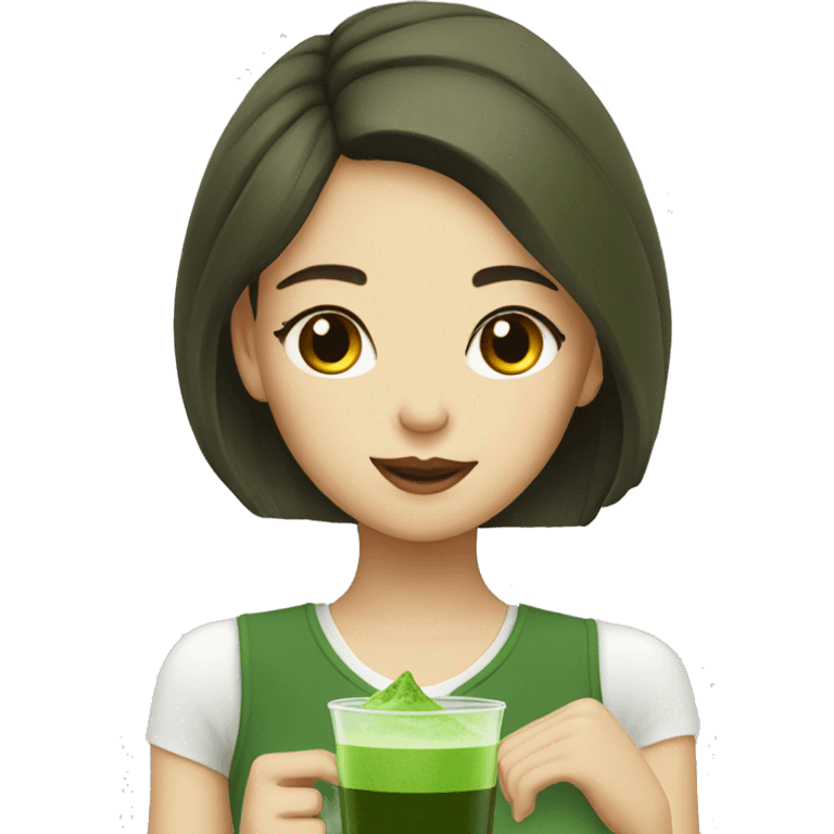 Girl drink matcha emoji